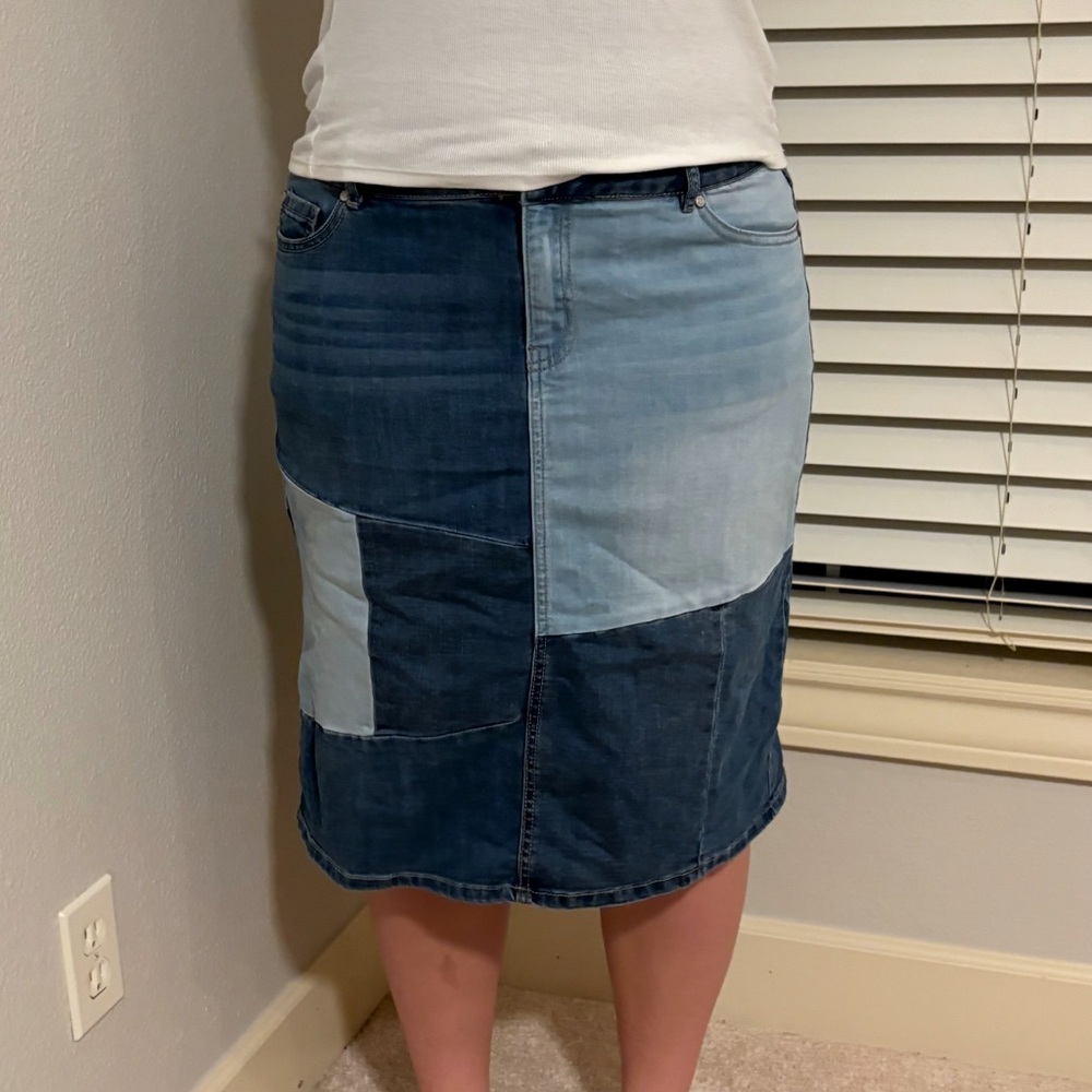 Patchwork Denim Skirt
